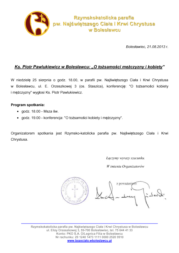 Info prasowe - O tożsamości mężczyzny i kobiety