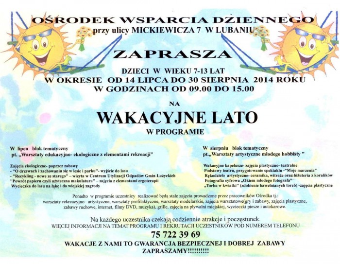 PLAKAT WAKACJE 2014e